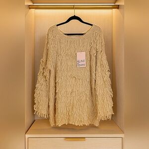 Boho XXL Scandi Shabby Chic Cozy Southwest Fringe Oversized Baddie Sweater New